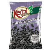 Kerpi - Roasted Sunflower Seeds Without Salt (90g) features black sunflower seeds and bilingual English-Bulgarian labeling, making it a healthy snack choice.
